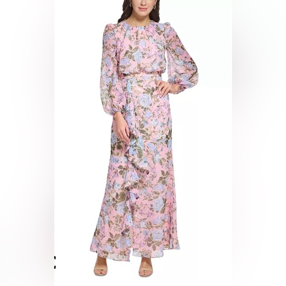 Eliza J Dresses & Skirts - Eliza J Pink Floral Long Sleeve Maxi Dress